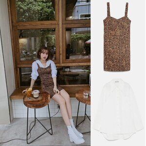 Zara Leopard Print Bustier Corset Ruched Straps Mini Dress Size Medium